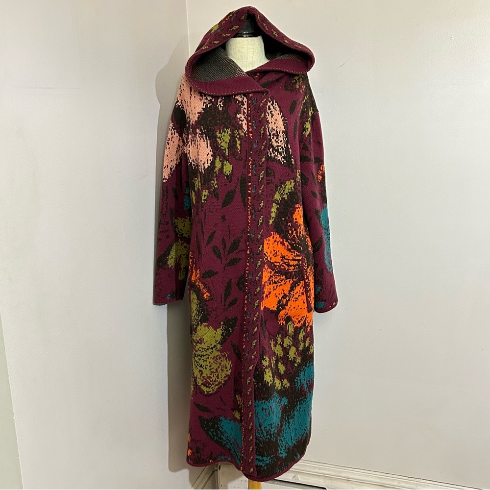 IVKO Floral Wool Cardigan Sweater Coat Large - Picture 3 of 14